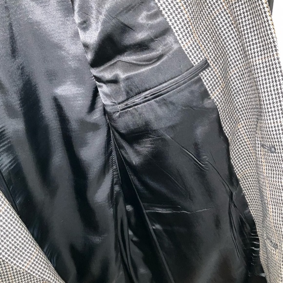 Jos. A. Bank 44R Black Gold Dark Drown Wool Silk Plaid Suit Blazer Jacket Coat - Picture 7 of 11